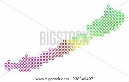 Spectrum Balaton Lake Map. Vector Geographic Map In Bright Rainbow Color Hues. Spectrum Has Circular