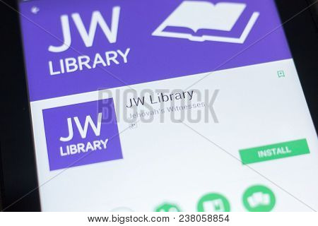 Ryazan, Russia - April 19, 2018 - Jw Library Mobile App On The Display Of Tablet Pc