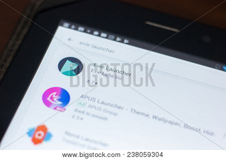 Ryazan, Russia - April 19, 2018 - Evie Launcher Icon On The List Of Mobile Apps