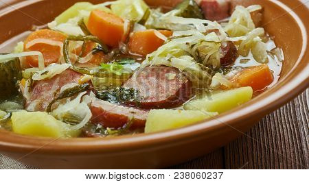 German Cuisine ,kohlsuppe ,traditional Authentic Slow Cooked German Cabbage Soup