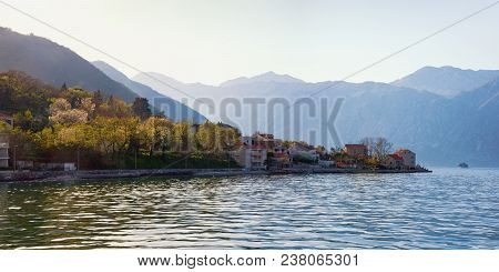Beautiful Mediterranean Landscape.  Montenegro, Panoranic View Of  Bay Of Kotor ( Adriatic Sea ), St