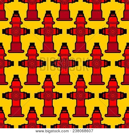 Fire Hydrant Pattern Seamless. Red Fireplug Background Vector Illustration