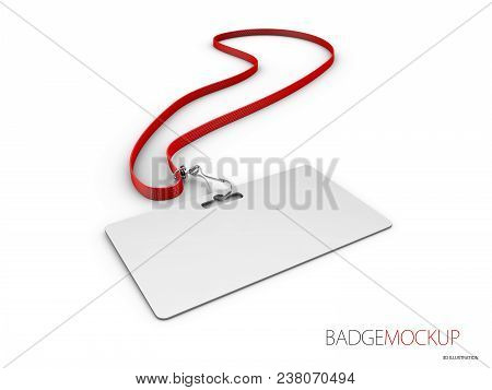 Blank White And Red Badges. Pin Button. 3d Illustration Realistic Mockup.