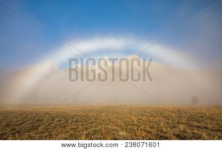 A Fogbow In The Scenic Landscape Of Grand Teton National Park Wyoming In Fall