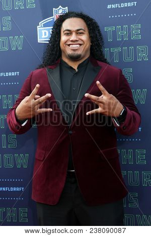 ARLINGTON, TX - Vita Vea attends the 2018 NFL Draft at AT&T Stadium on April 26, 2018 in Arlington, Texas.