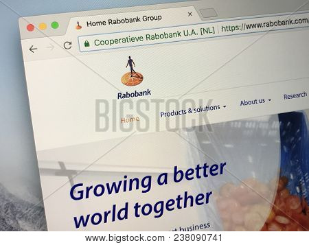 Amsterdam, The Netherlands - March 27, 2018: Homepage Of Rabobank, A Dutch Multinational Banking And