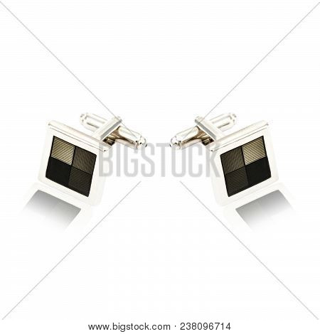 Silver Cuff Links On White