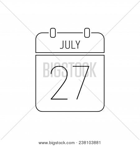 July 27 Calendar Icon Thin Line. Day Of The System Administrator, Asah Puja In Thailand