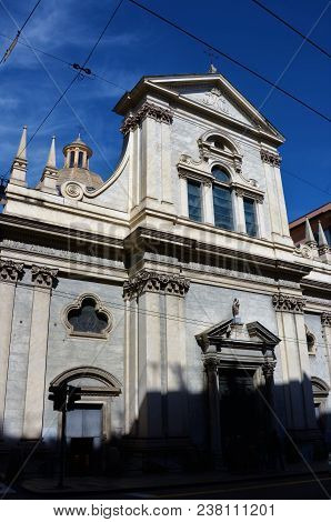 A View Of A Church Building On Via Xx Settembre In Genoa