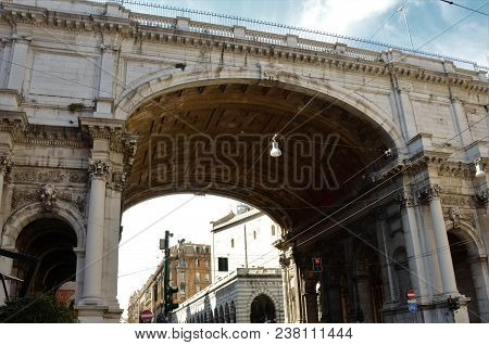 A View Of The Monumental Bridge In The Italian City Of Genoa