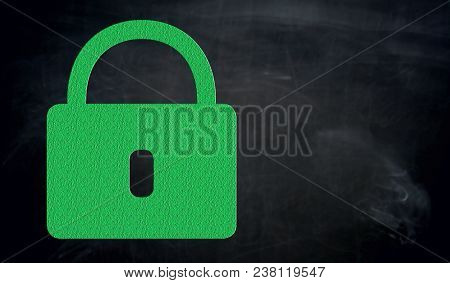 U-lock Painted With Chalk On Blackboard Picture