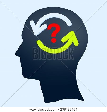 Head With Brain Icon Eps 10. Simple Isolated Silhouette Symbol.