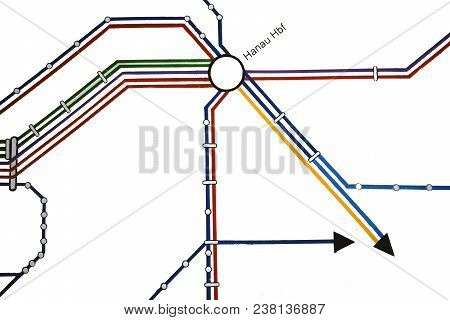 The Route Plan And The Rail Network Of The Suburban Train Around Hanau Central Station.