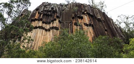 View Of The Forty Meters High Cliff And Its Basalt Lava Columns Of Hexagonal Pattern, At Swan Rocks,