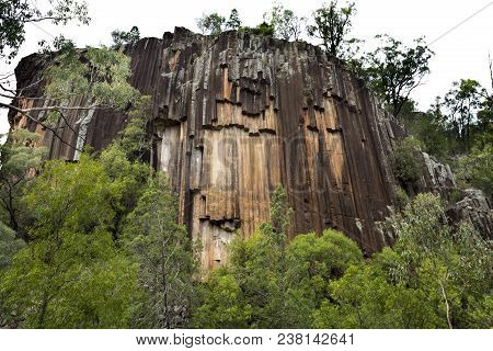 View Of The Forty Meters High Cliff And Its Basalt Lava Columns Of Hexagonal Pattern, At Swan Rocks,