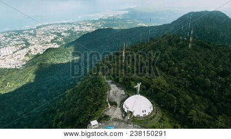 Puerto Plata, Dominican Republic. The Giant Statue Of Christ The Redeemer On Pico Isabel De Torres. 