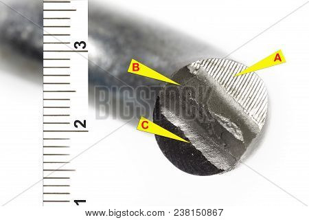 Macro Detail Of Cutted Padlock Documented As Evidence Of Burglary Crime