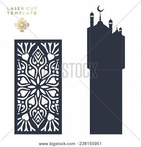 Laser Cut Islamic Pattern Envelope Template Vector