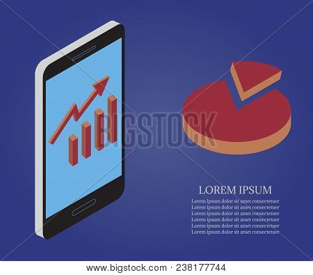 3d Vector Isometric Growth Concept. Abstract Vector Illustration Of Growth Chart. Business Success D