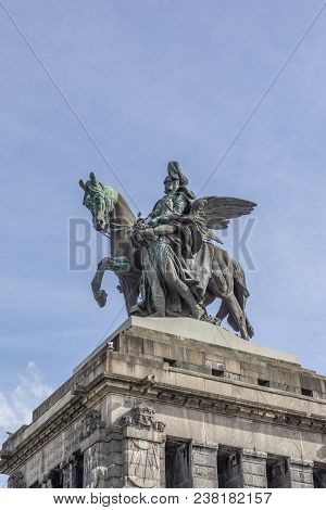 Monument To Kaiser Wilhelm I (emperor William) On Deutsches Ecke (german Corner) In Koblenz, Germany