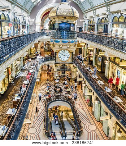 Sydney, Australia - Nov 14, 2017: Interior Of The Iconic Queen Victoria Building (qvb) On George Str