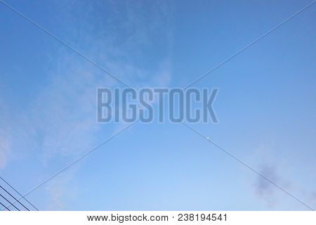 Beautiful Nature Blue Sky With Clouds In The Morning, Colorful Sky As A Background, Cloudscape Conce