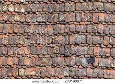 Red Old Historic  Roof Tile Pattern In Red