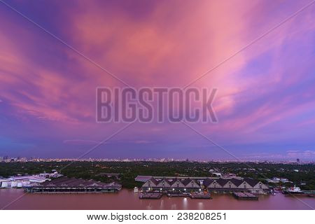 Beautiful Twilight At Bang Kachao , Forest In The City , Bangkok , Thailand