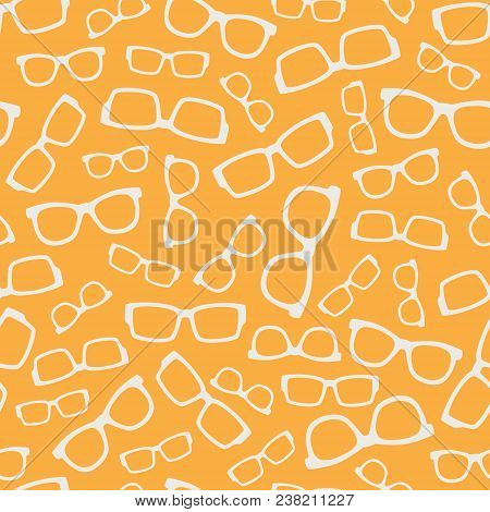 Vector Yellow White Glasses Seamless Pattern Background. Surface Pattern Design Perfect For Fabric, 
