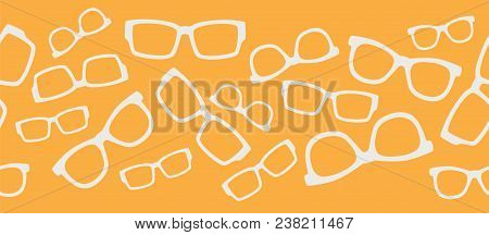 Vector Yellow White Glasses Seamless Border. Border Design Perfect For Fabric, Kids, Scrapbooking, A