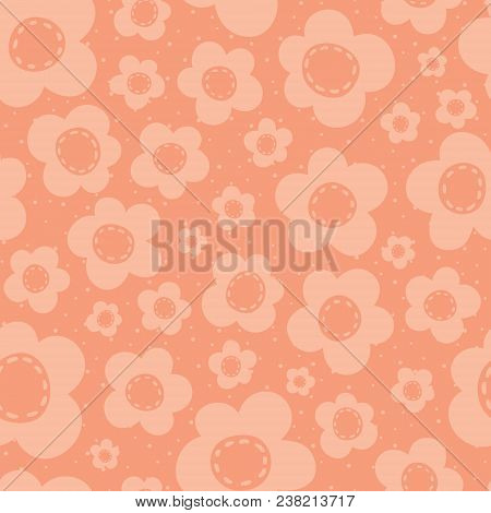 Vector Cute Peach Flowers Seamless Pattern Background. Surface Pattern Design Perfect For Fabric, Sc