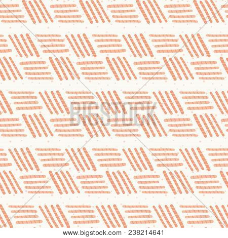 Peach Pink Basketweave Stripes Seamless Pattern. Surface Pattern Design Perfect For Fabric, Scrap Bo