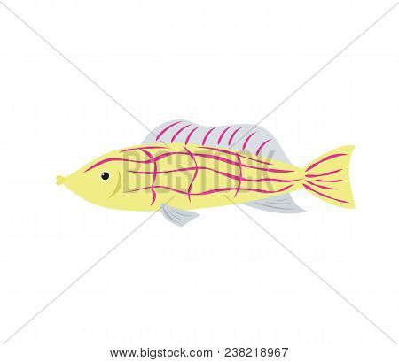Cartoon Fish Icon On White Background. Vector Illustration.