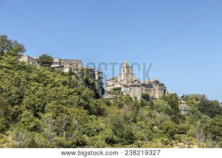Scenic French Provence Village Of Vebasque Under Blue Sky
