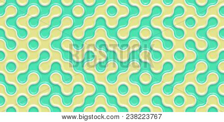 Yellow Deep Sea Green Seamless Truchet Tilling Background. Geometric Mosaic Connections Texture. Til
