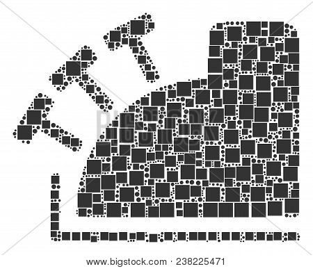 Cash Register Collage Icon Of Square Shapes And Circles In Different Sizes. Vector Objects Are Scatt