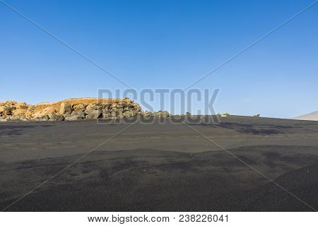 Black Volcanic Beach At Janubio In Lanzarote