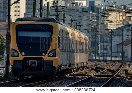 A European City Train Leaving The Station