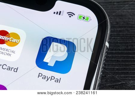 Sankt-petersburg, Russia, April 27, 2018: Paypal Application Icon On Apple Iphone X Smartphone Scree