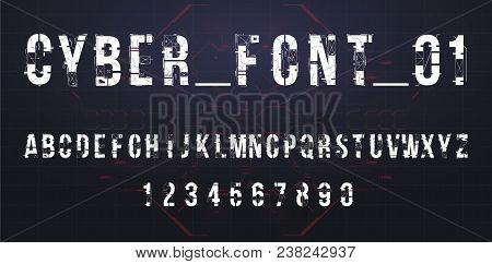 Futuristic Vector Font Design. Letters And Numbers For Web And App. Techno Type Font Alphabet. Digit