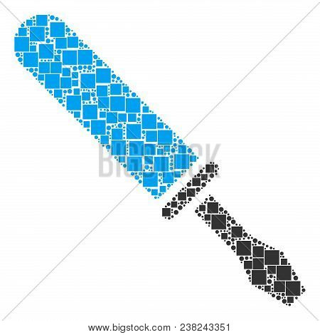 Screwdriver Collage Icon Of Square Shapes And Circle Particles In Variable Sizes. Vector Items Are F