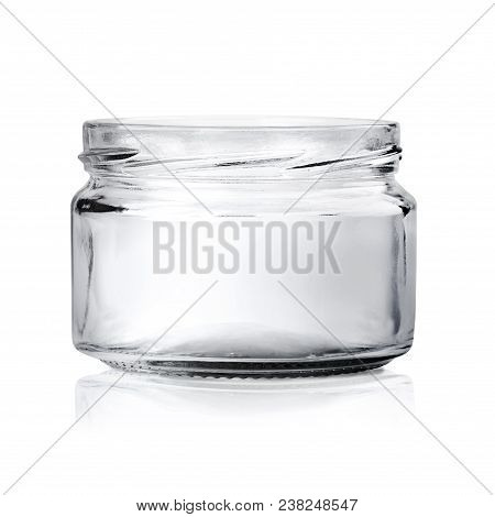 Moсkup Transparent Empty Glass Jar On White Background