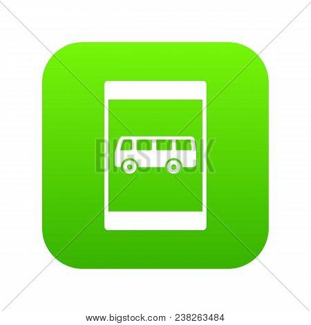 Bus Stop Sign Icon Digital Green For Any Design Isolated On White Vector Illustration
