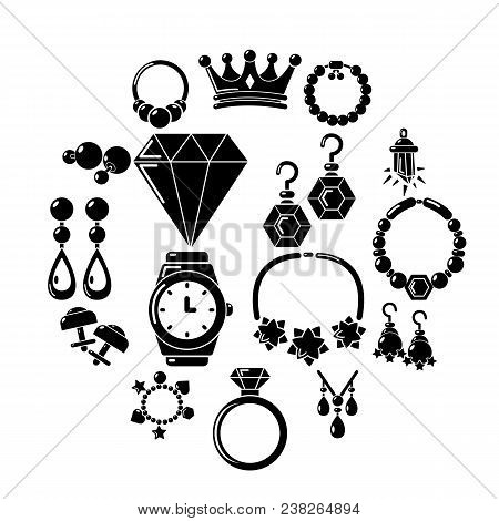 Jewelry Shop Icons Set. Simple Illustration Of 16 Jewelry Shop Vector Icons For Web
