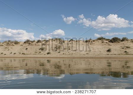Deserted Beach Lake, Summer Sky, Nature Blue Cloud, Tuva, The Sky Reflected In The Water