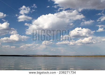 Deserted Beach Lake, Summer Sky, Nature Blue Cloud, Tuva, The Sky Reflected In The Water