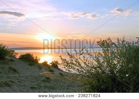 The Setting Sun Reflected In The Pond, Lake, Water, Transparent