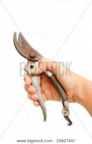 Forbici di metallo ruggine In mano