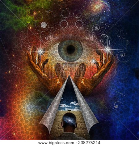 Abstract painting, human thoughts. Faith in God. 3D Rendering