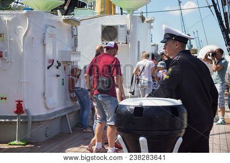 Kaliningrad, Russia - June 19, 2016: Unknown Cadet Of The Kaliningrad Marine Fisheries College On Th